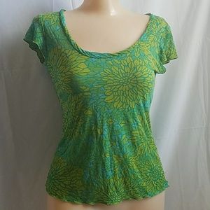 Vintage Magaschoni Silk Sunflower Green Shirt
